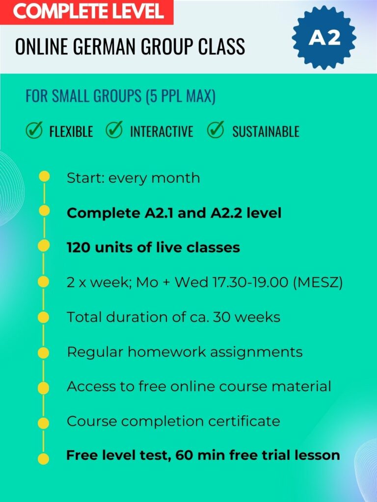 Deuschgruppenkurs online A2