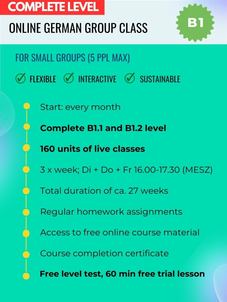 Deuschgruppenkurs online B1