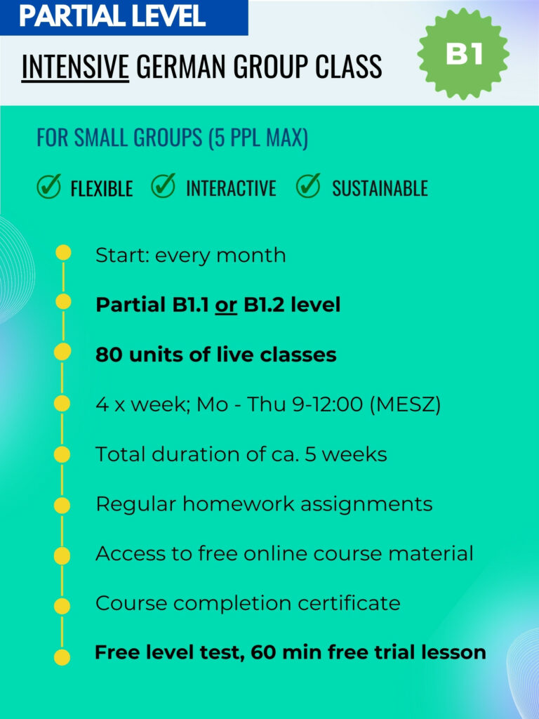 Online Deutsch Intensivkurs B1
